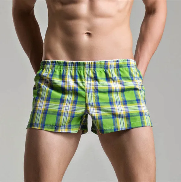 Men's Underwear Loose Leisure Shorts Cotton Comfortable Men Boxer Shorts Fashion Plaid Boxers Men Lounge Home Wear Underwears