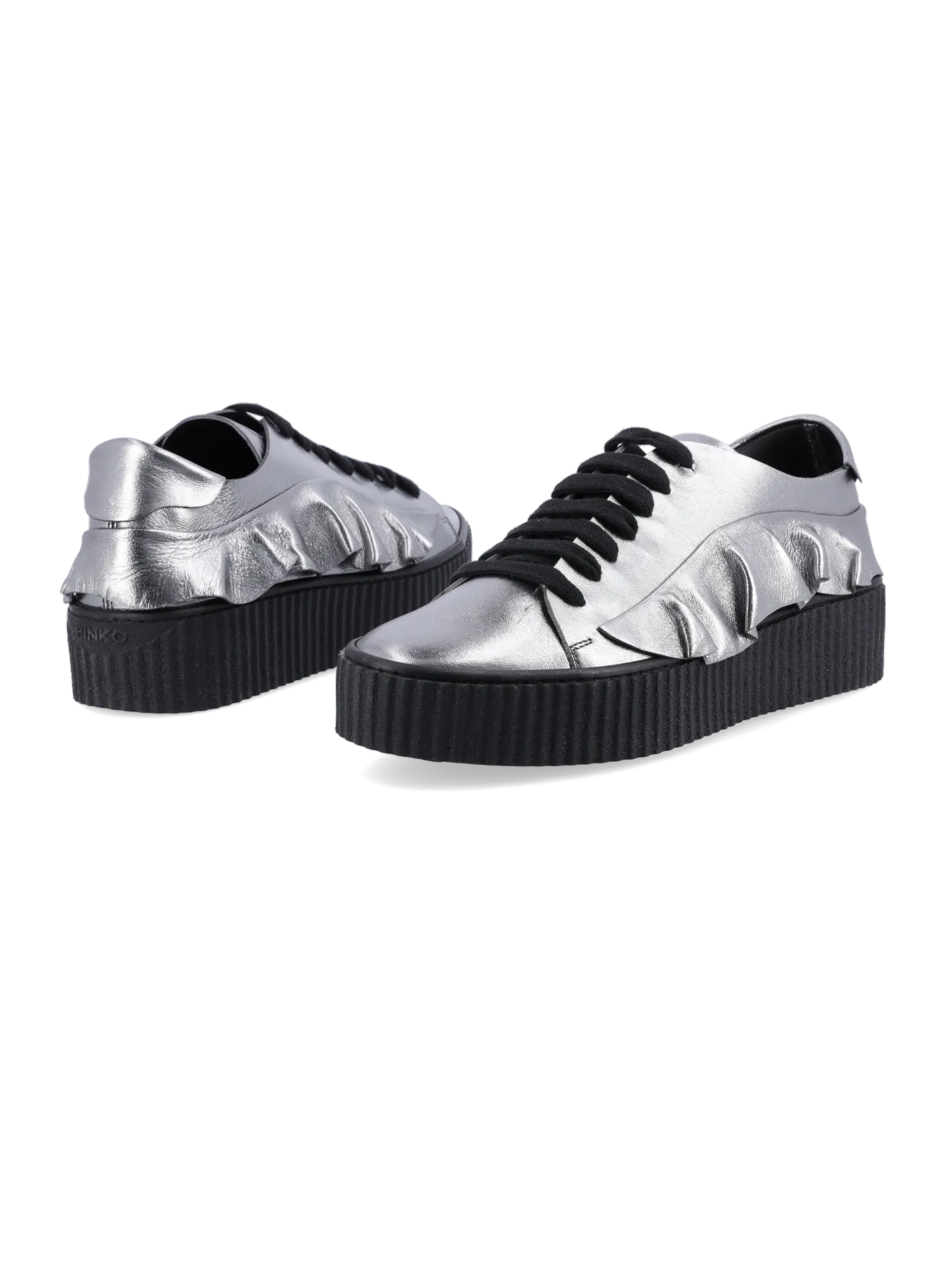 metallic-effect leather low-top sneakers