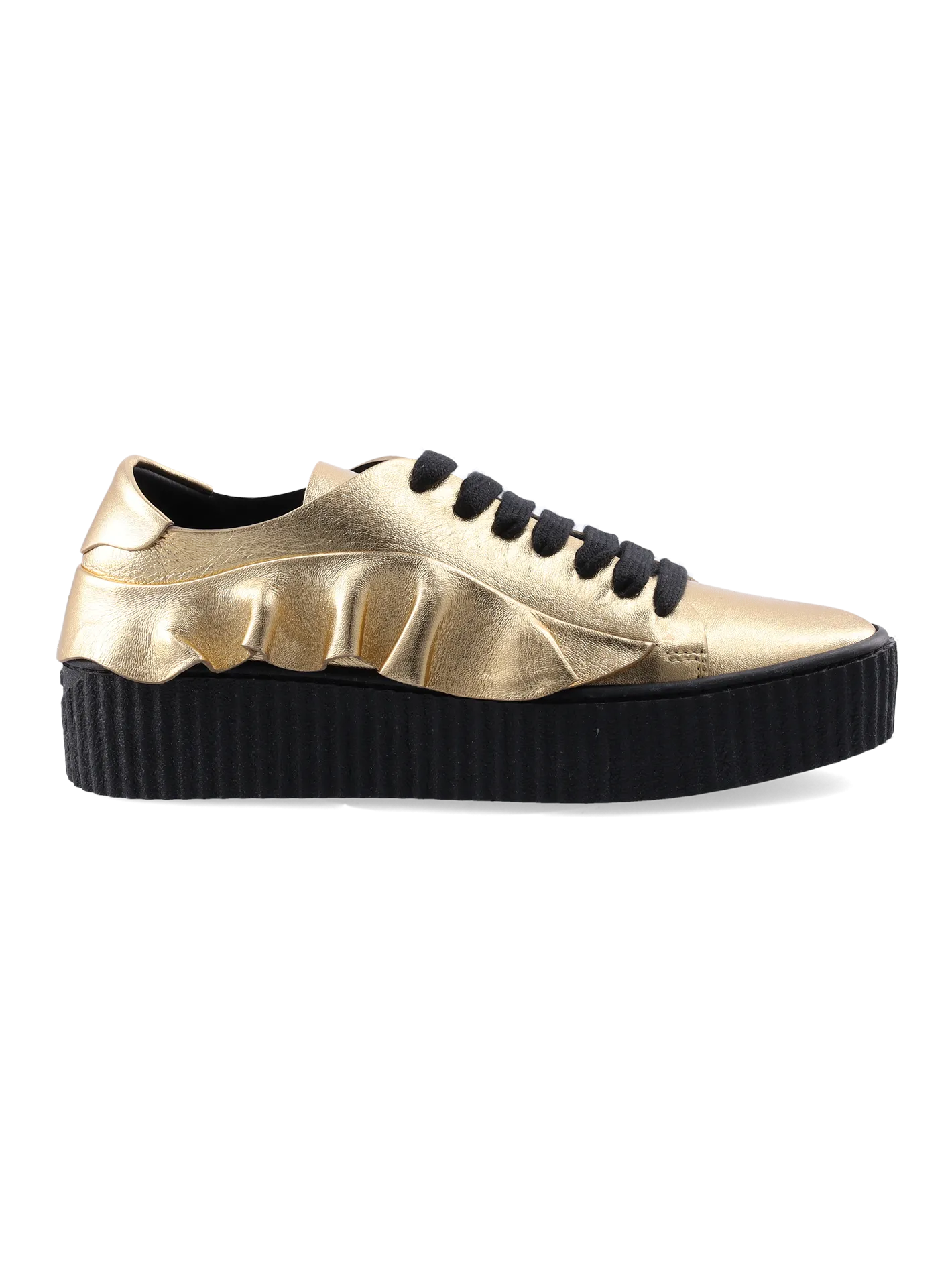 metallic-effect leather low-top sneakers