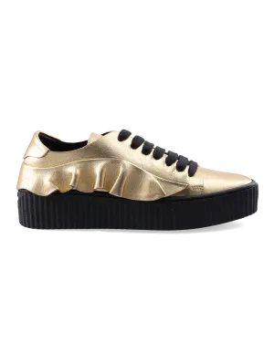 metallic-effect leather low-top sneakers