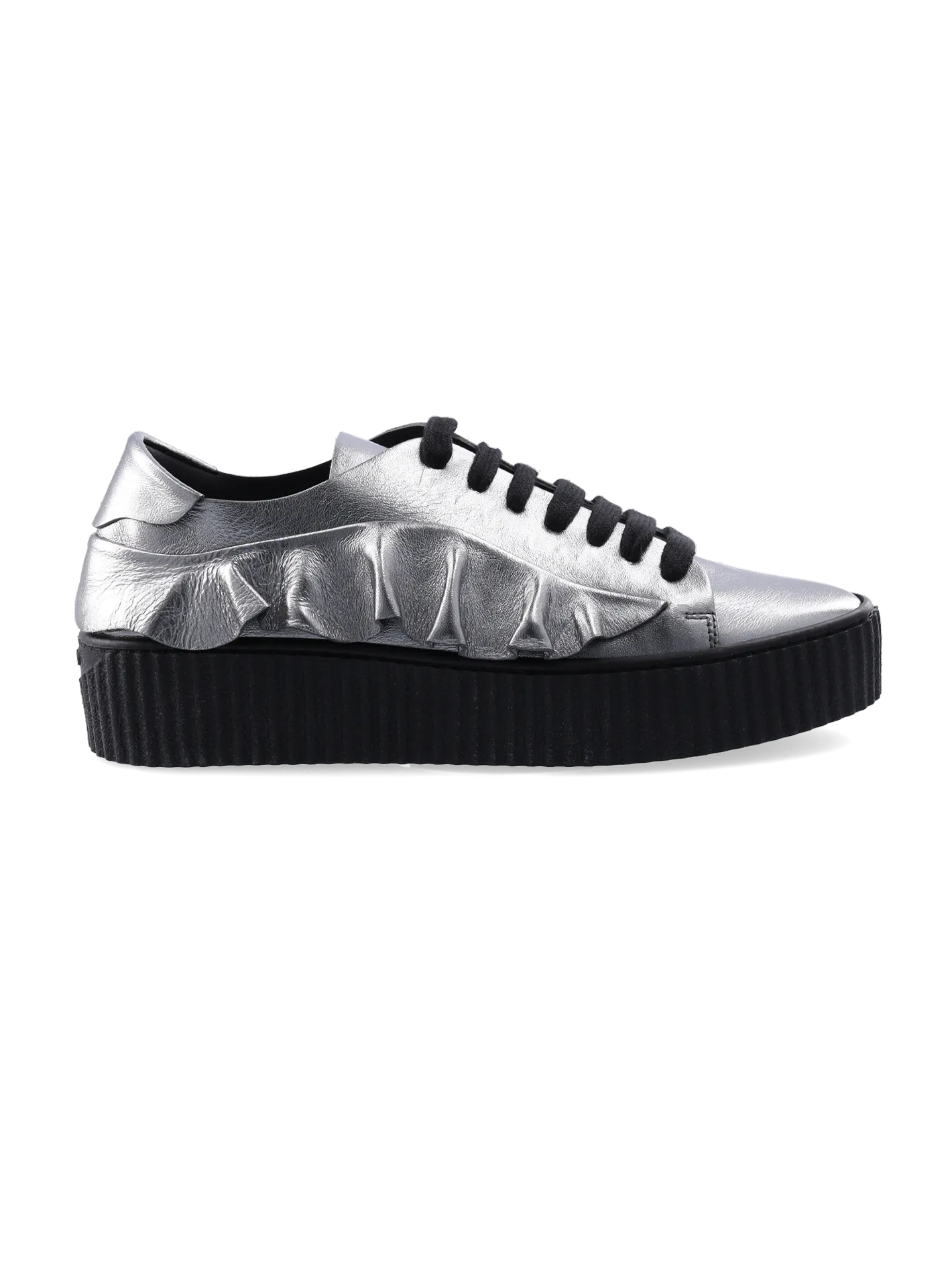 metallic-effect leather low-top sneakers