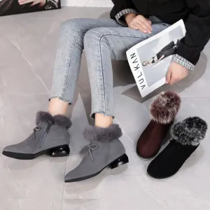 Natural Fur Genuine Leather Women Ankle Boots