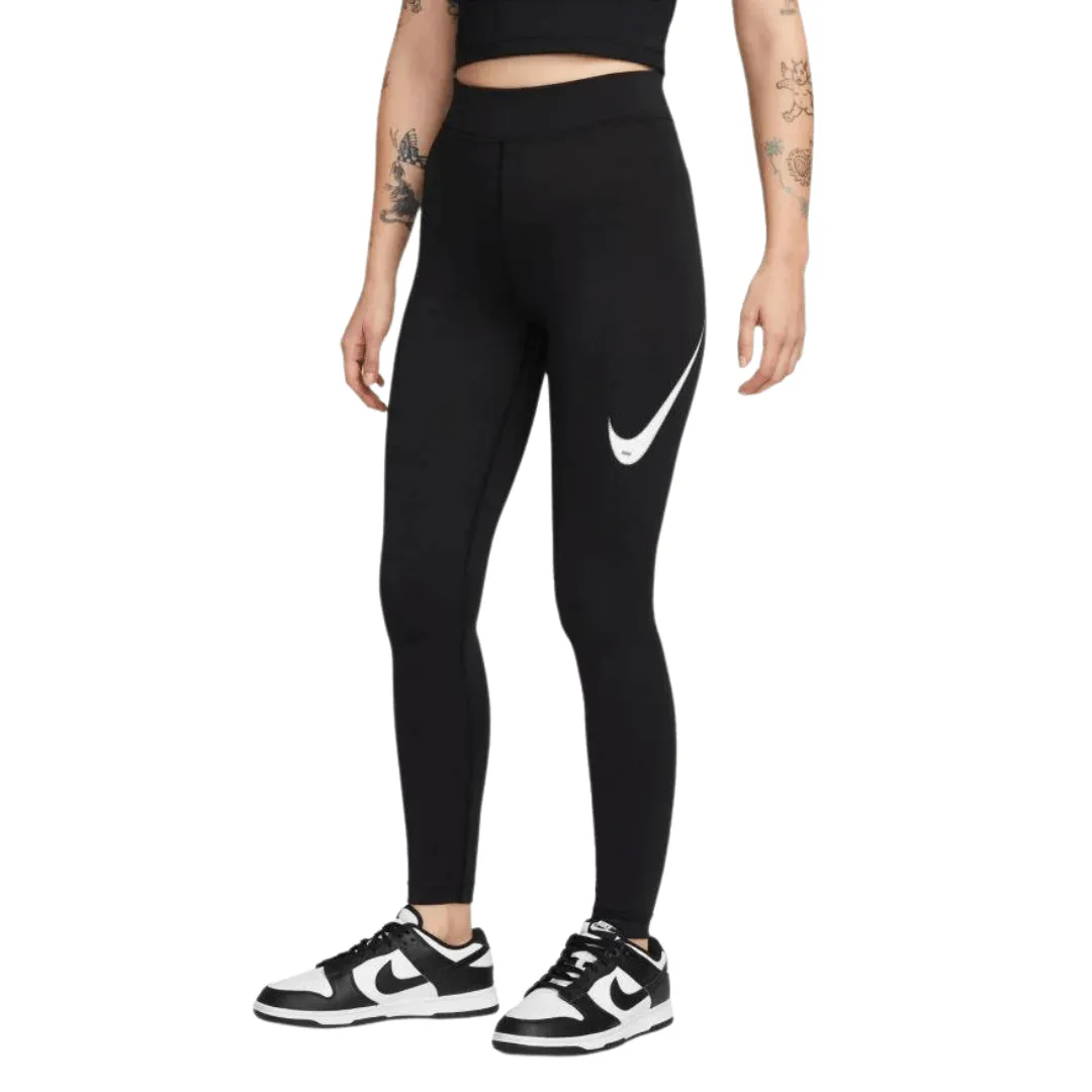 NIKE WOMEN'S SPORTSWEAR SWOOSH BLACK HIGH-RISE TIGHTS