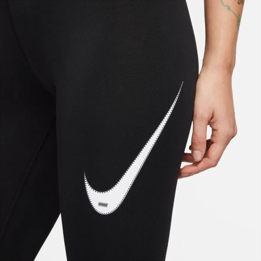 NIKE WOMEN'S SPORTSWEAR SWOOSH BLACK HIGH-RISE TIGHTS