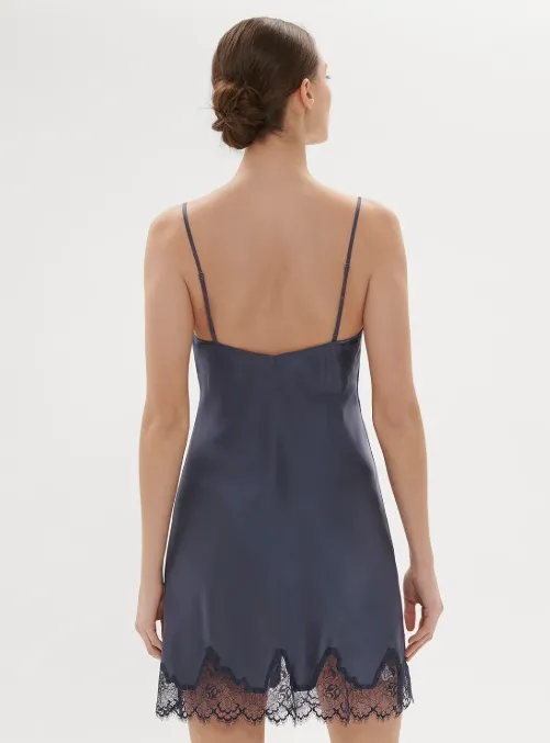 Nocturne Silk Chemise Cinder Blue