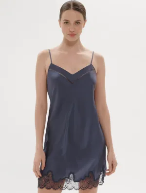 Nocturne Silk Chemise Cinder Blue