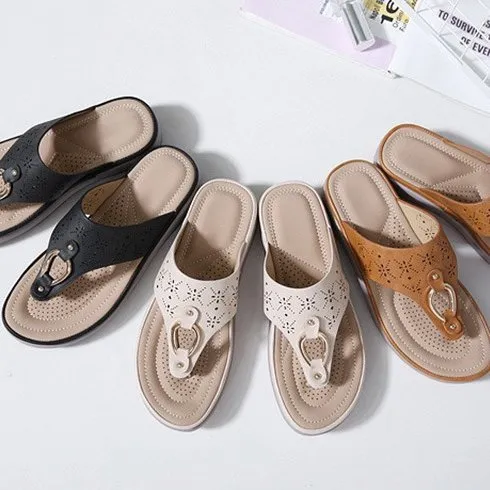 OCW Orthopedic Rhinestone Sandals For Women Sweat-absorbent Low Heel Flip-flops EVA Trendy