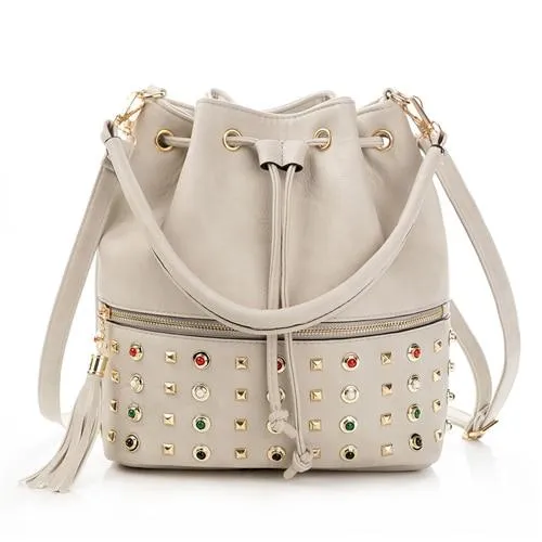 REPRCLA Luxury Brand Women Bucket Bag Fashion Tassel Shoulder Bag High Quality Rivet Messenger Bags Female Crossbody Bag Tote