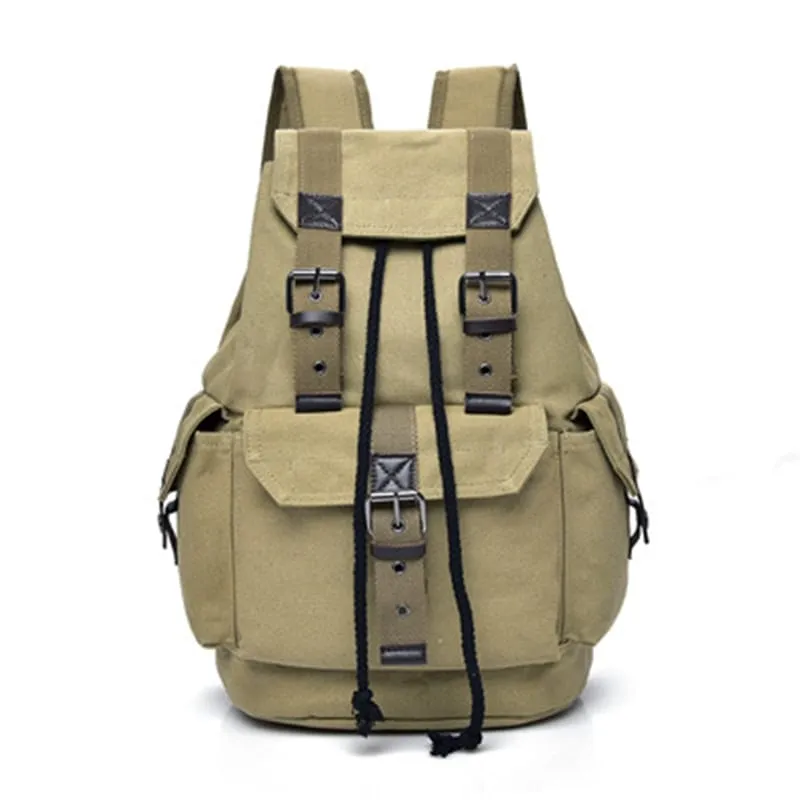 Retro Metal Buckle Canvas Backpack