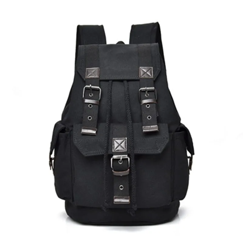 Retro Metal Buckle Canvas Backpack