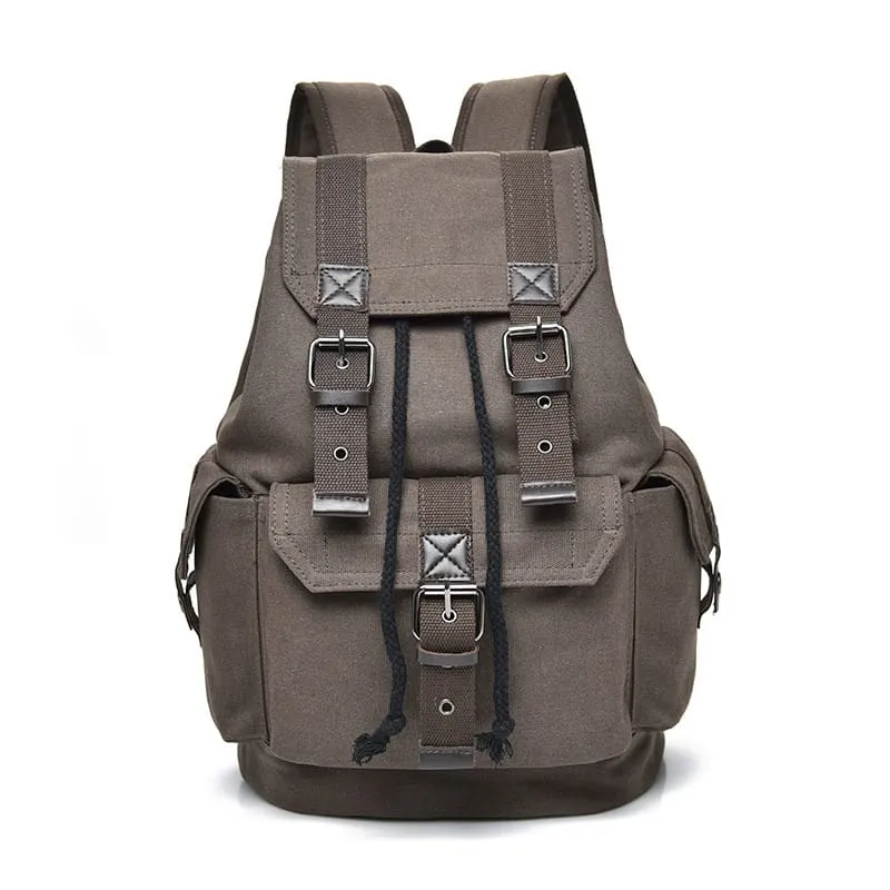 Retro Metal Buckle Canvas Backpack