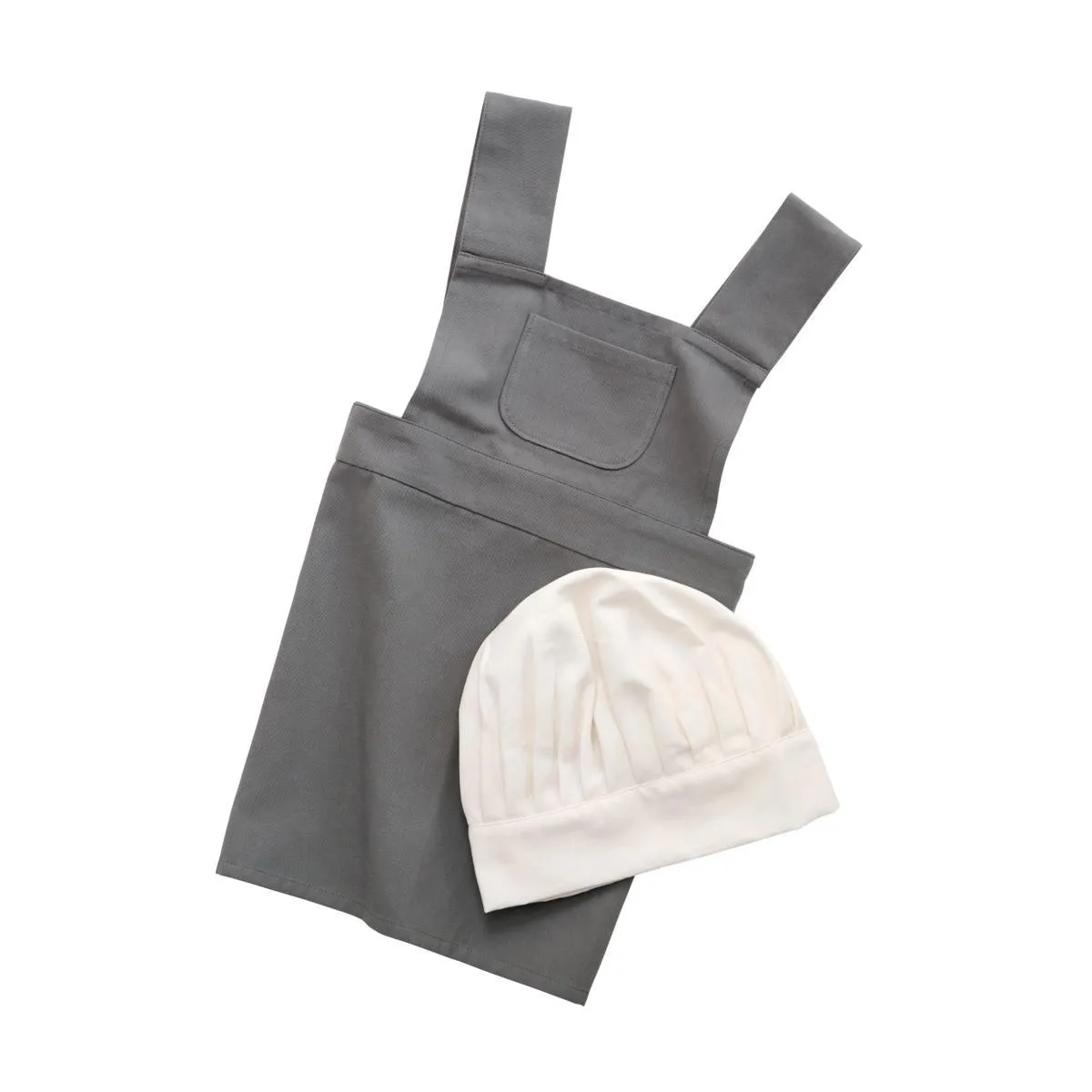 Sebra Kids Apron & Hat set in Elephant Grey / Classic White