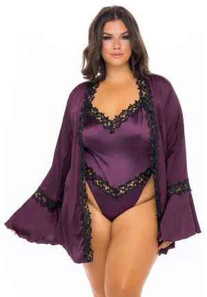 Short Polyester Embroidered Trim & Bell Sleeves Robe