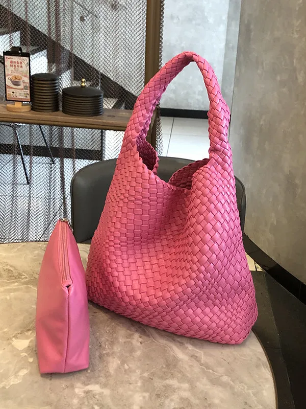 Solid Color Woven Bags Handbags