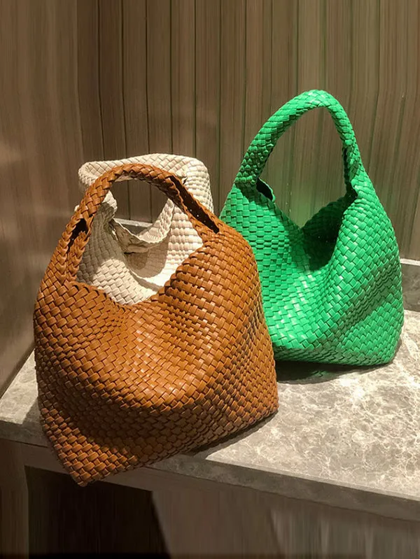 Solid Color Woven Bags Handbags