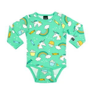 Unicorn Long Sleeve Onesie - Pear