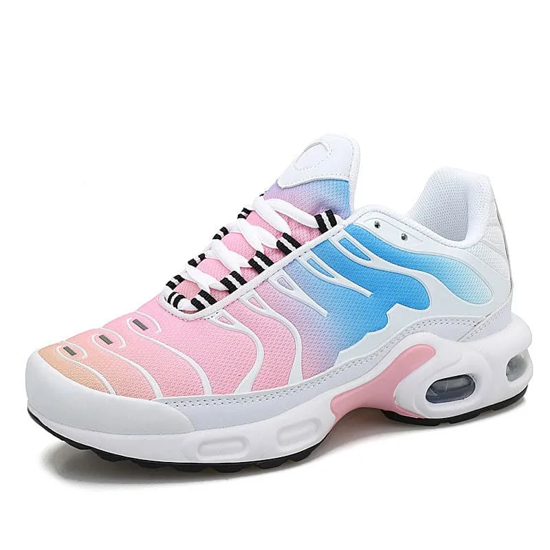 Unisex Lace-Up 3D Print Striped Air Cushion Sneakers Shoes