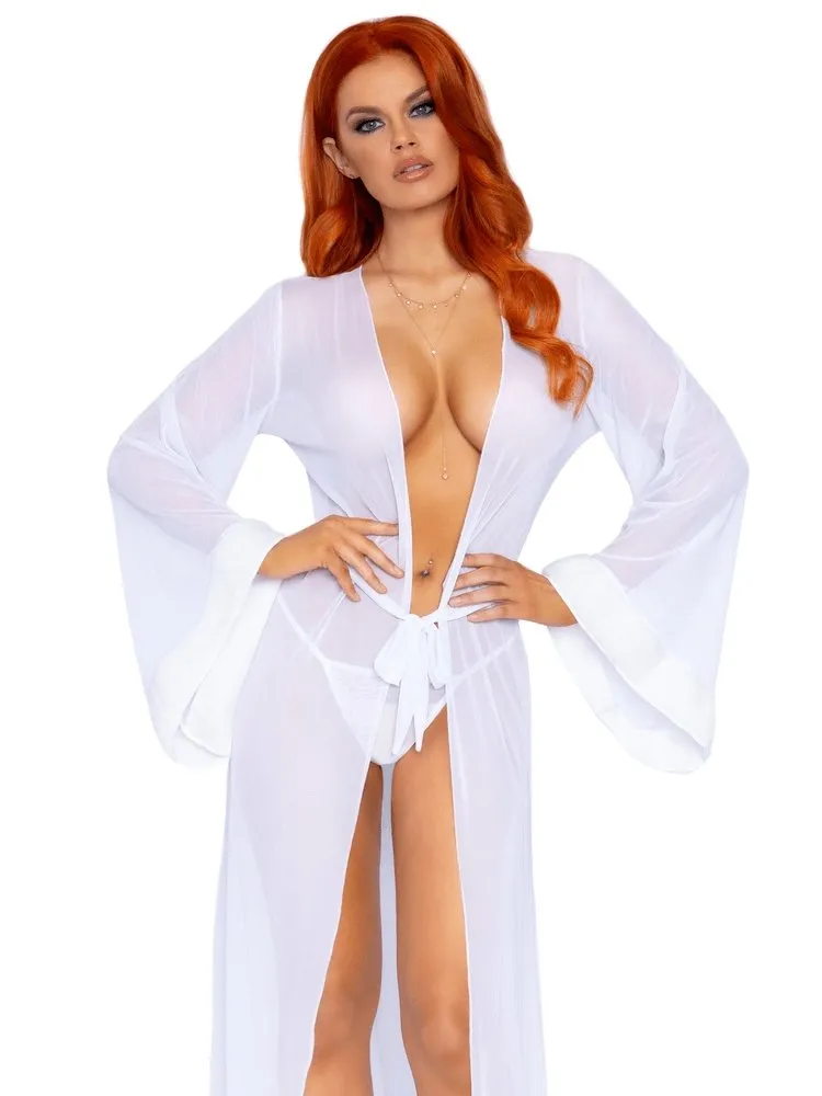 White Sheer Floor Length Robe