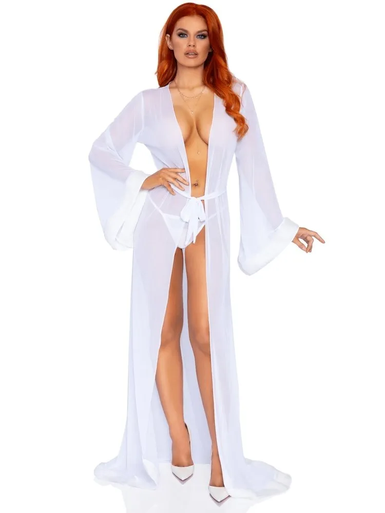 White Sheer Floor Length Robe