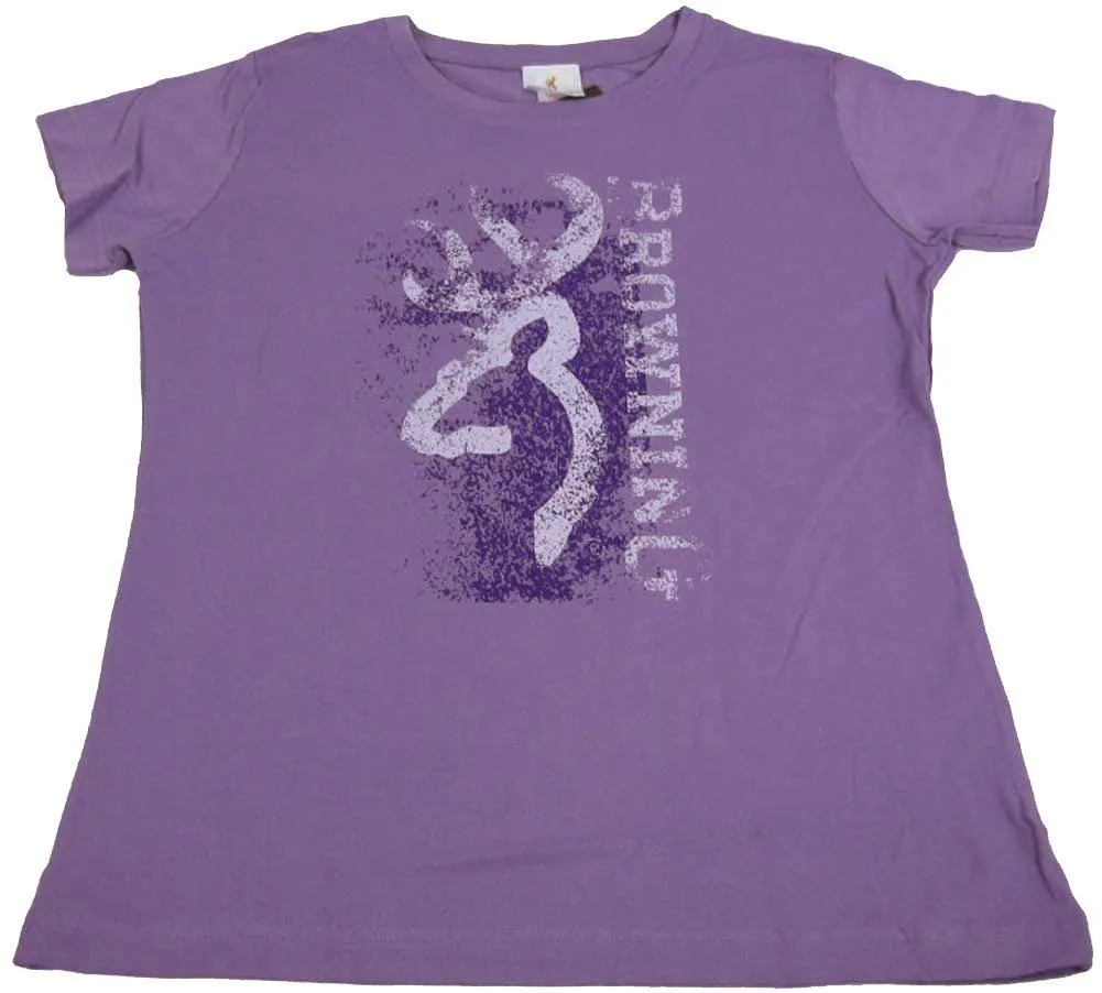 Womens Browning Splatter Buckmark Classic Fit Tee T-Shirt Lilac X Large